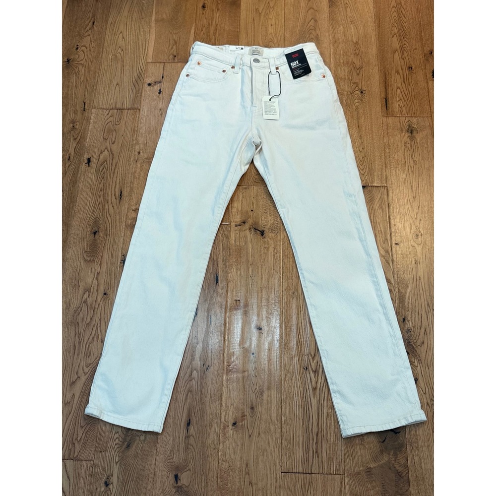 Levis Premium 501 Original Stretch White High Rise Straight Leg Jeans 27 NWT